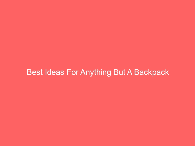 Read more about the article Best Ideas For Anything But A Backpack