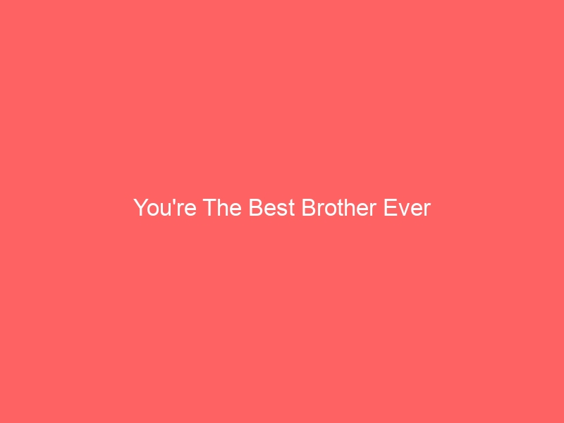 Read more about the article You’re The Best Brother Ever